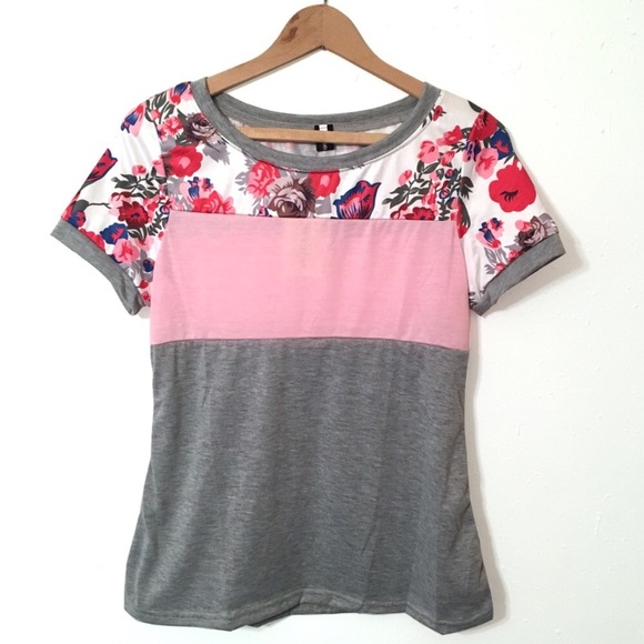 Color Block Floral Tee 🌺 - Picture 2 of 2